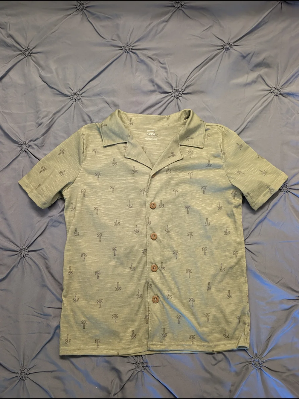 Carter's Light Sage Palm-Print Short Set - Vacation Vibes - Size 14